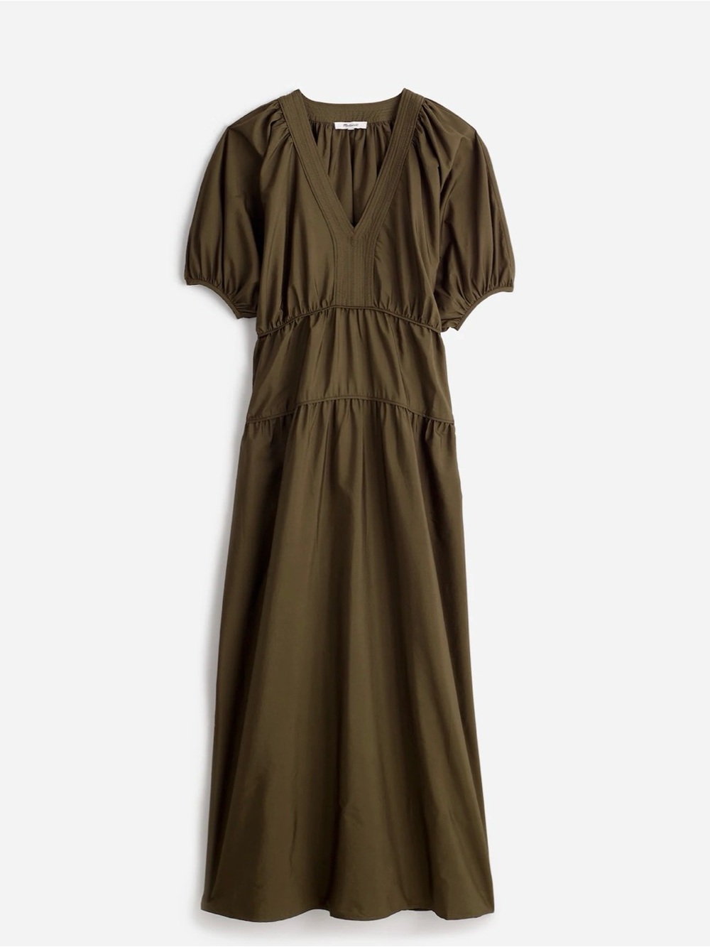 NWT Madewell Puff-Sleeve Midi Dress in Poplin Medium